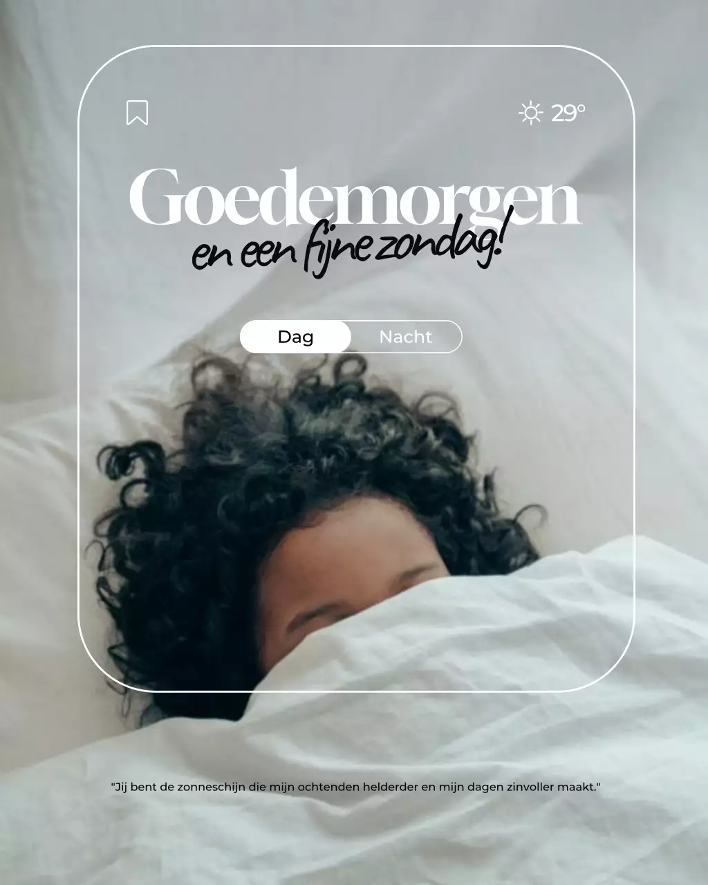 Witte en pastelkleurige minimalistische gebruikersinterface en gebruikerservaring voor een goedemorgengroet op Instagram
