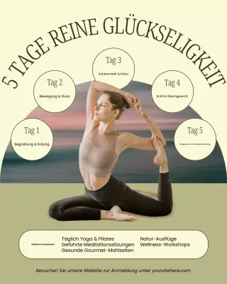 Instagram-Beitrag zum minimalistischen Wellness-Retreat in Beige und Grün
