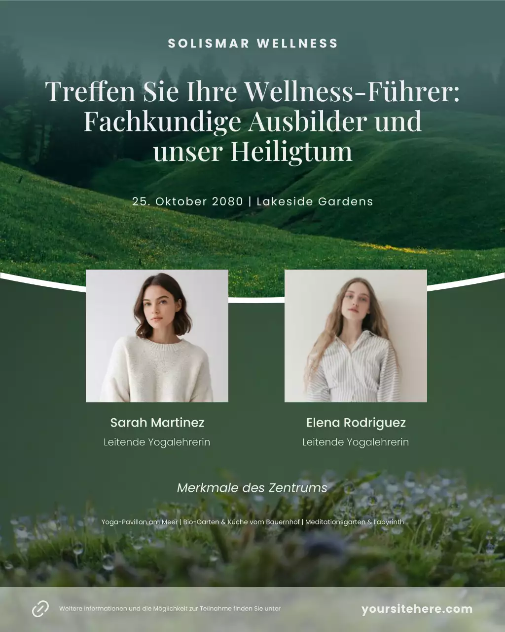Instagram-Beitrag zum minimalistischen Wellness-Event in Weiß und Grün