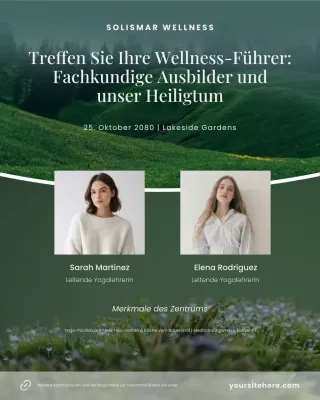 Instagram-Beitrag zum minimalistischen Wellness-Event in Weiß und Grün