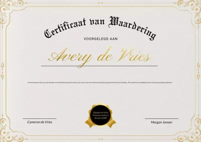 Beige en gouden klassieke elegante zakelijke certificaatposter