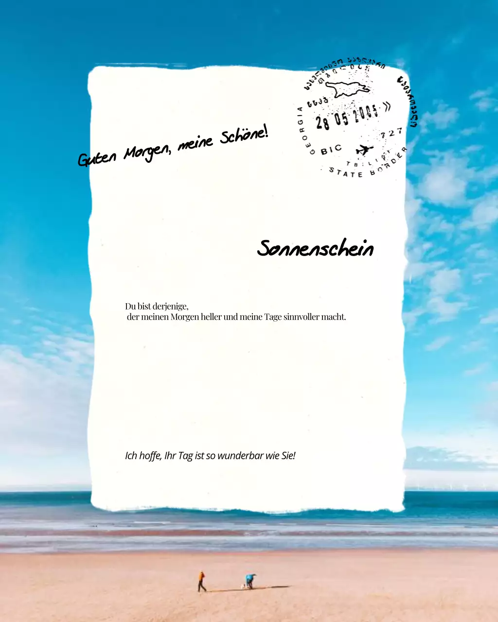 Blau-weißer ästhetischer moderner Guten-Morgen-Gruß-Instagram-Post