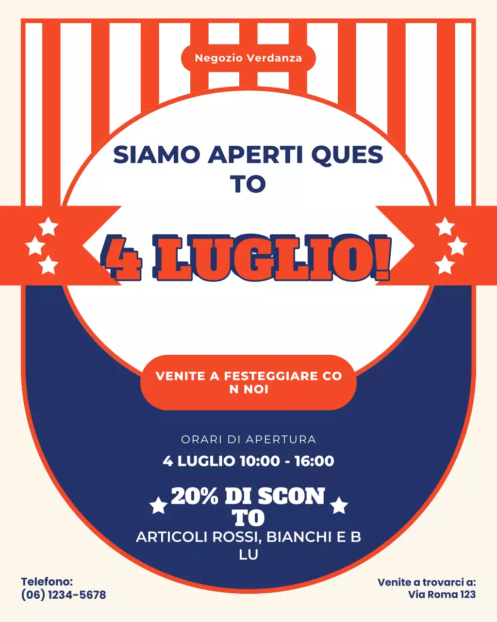 Orari di apertura del 4 luglio di Red and Blue Bold - Post su Instagram