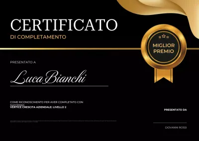 Certificato di completamento elegante in oro