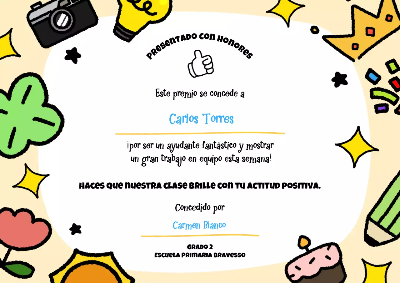 Certificado de premio colorido y lúdico