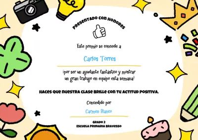 Certificado de premio colorido y lúdico