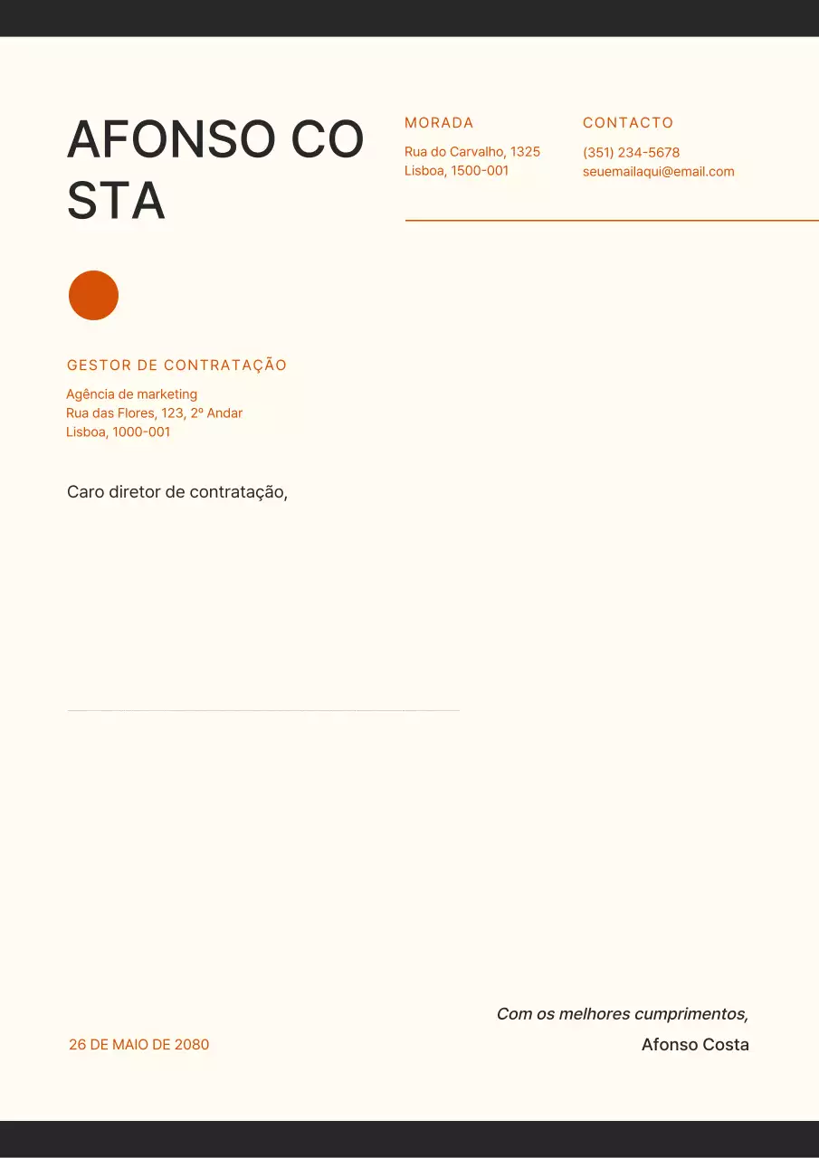 documento de carta profissional azul