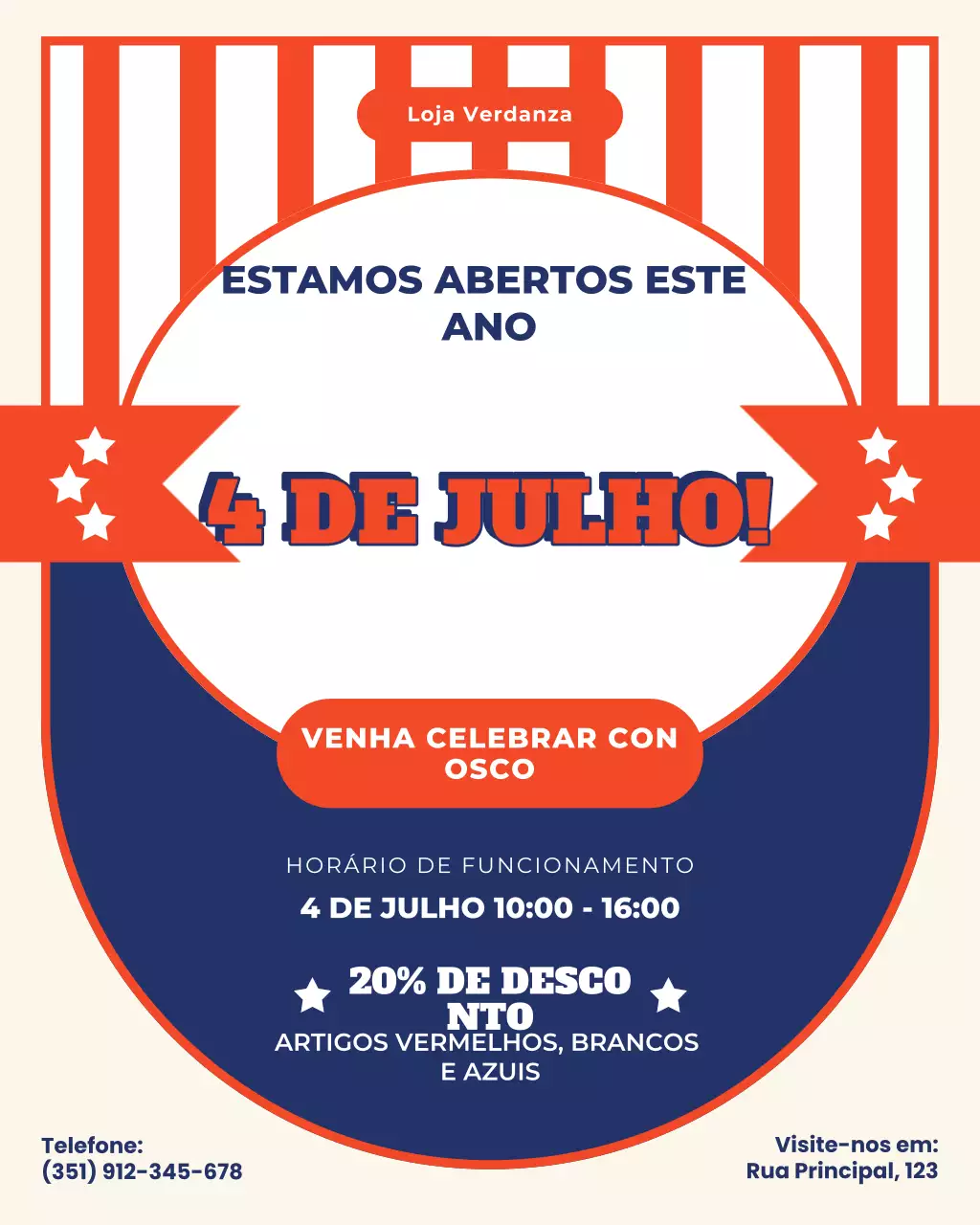 Postagem no Instagram sobre o horário de funcionamento do Red and Blue Bold no dia 4 de julho