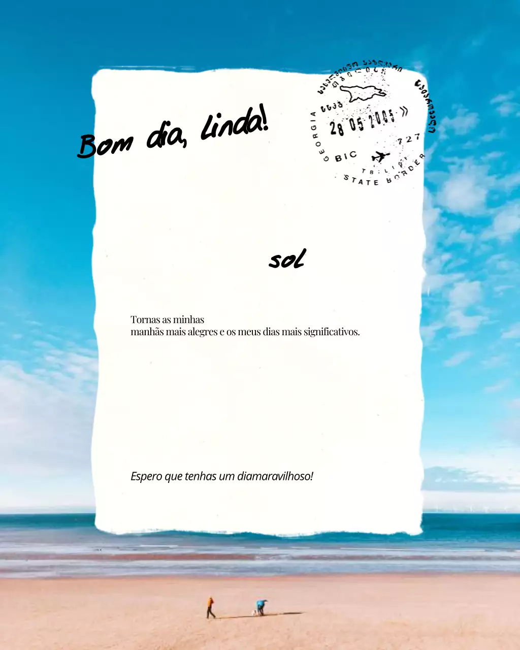 Postagem de saudação de bom dia moderna em azul e branco no Instagram