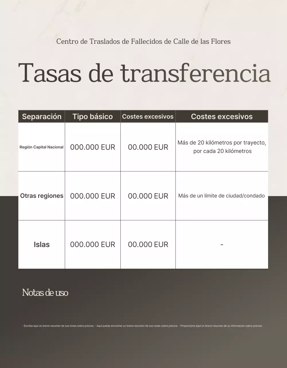 Guía funeraria de lujo en beige