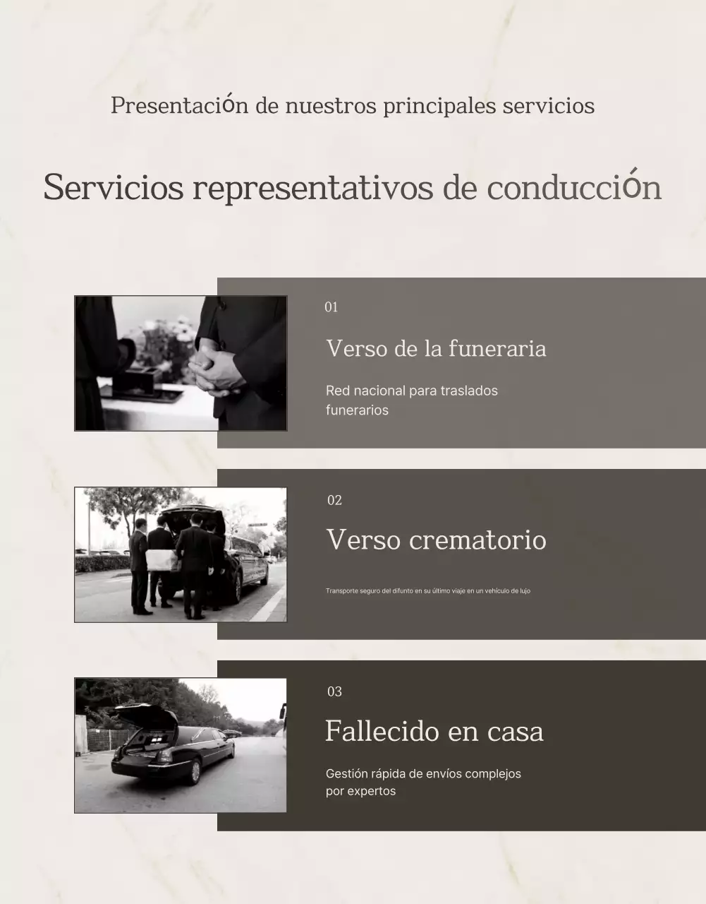 Guía funeraria de lujo en beige