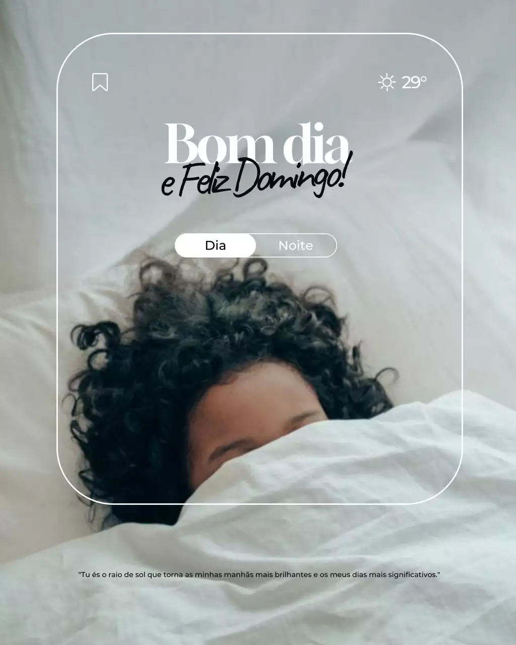 Postagem de saudação de bom dia no Instagram com interface minimalista em branco e pastel e experiência do usuário