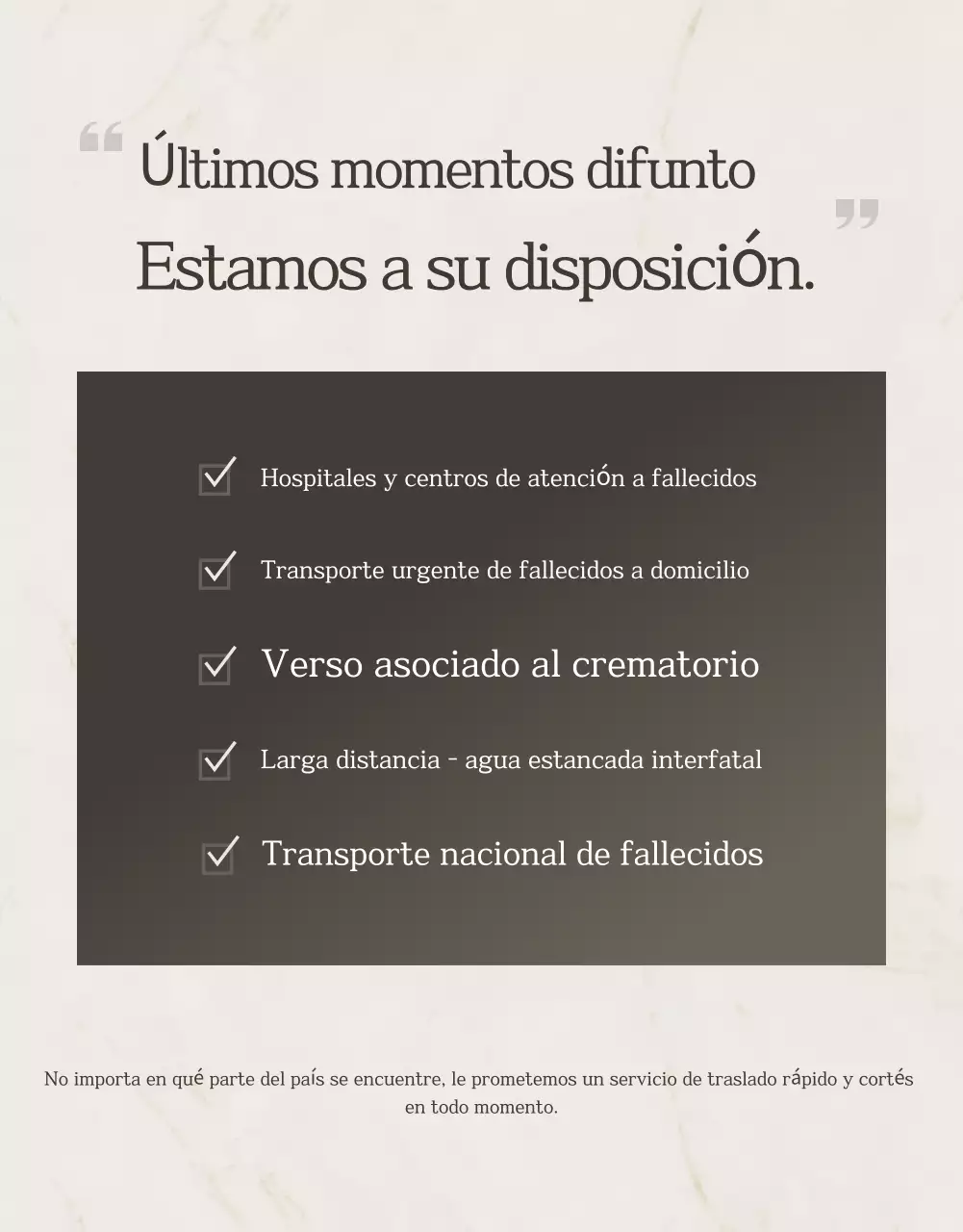 Guía funeraria de lujo en beige