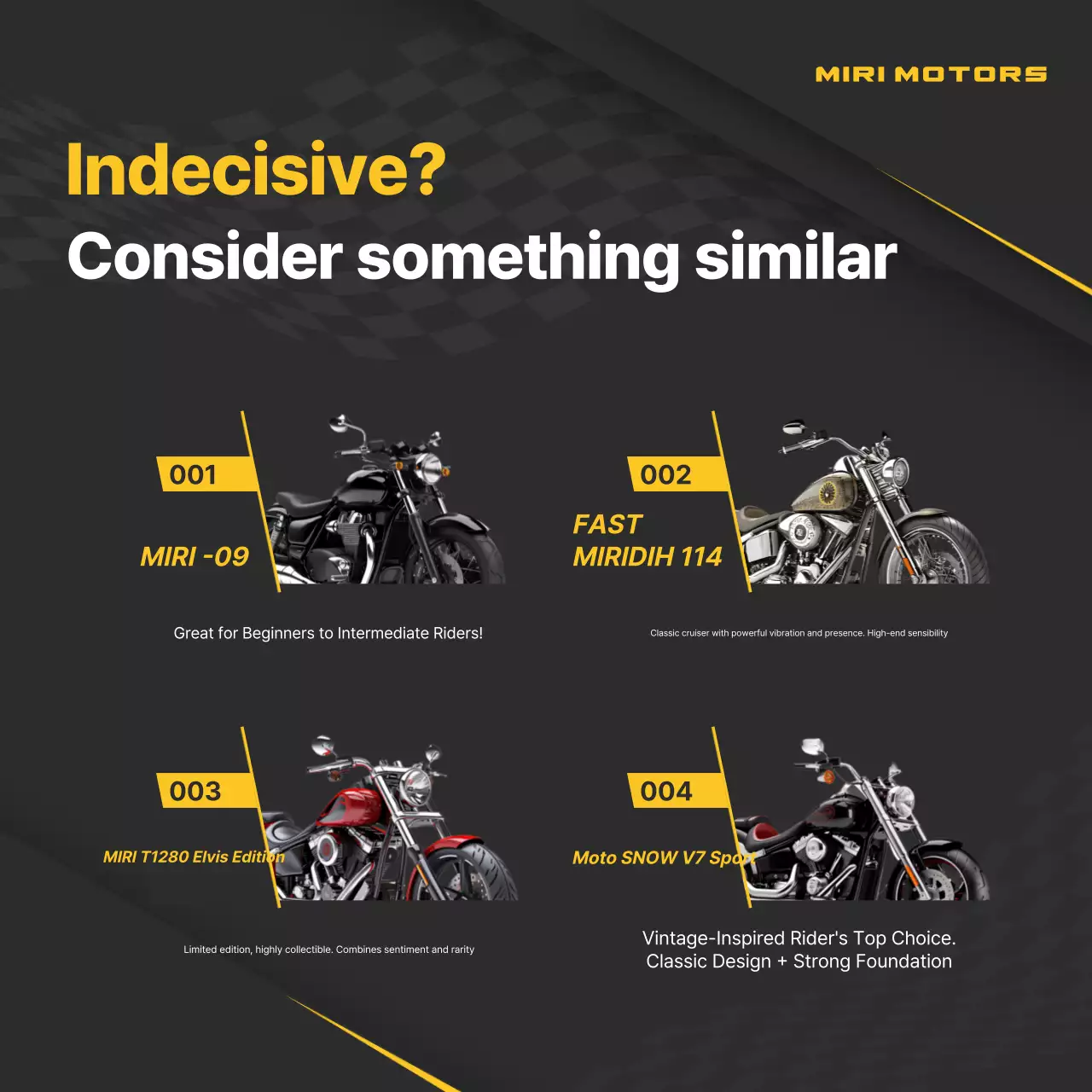 Anúncio de motocicleta preta moderna