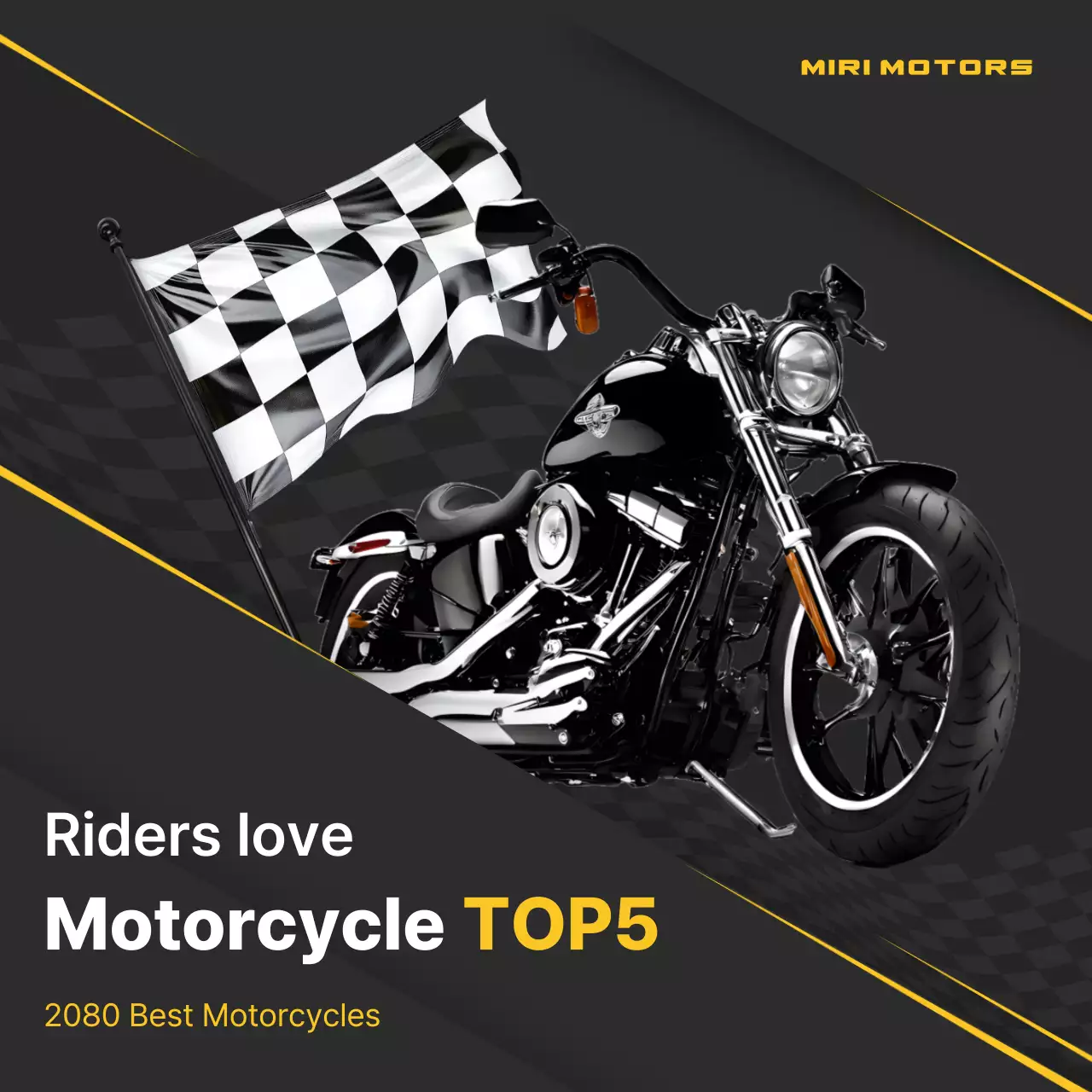 Anúncio de motocicleta preta moderna