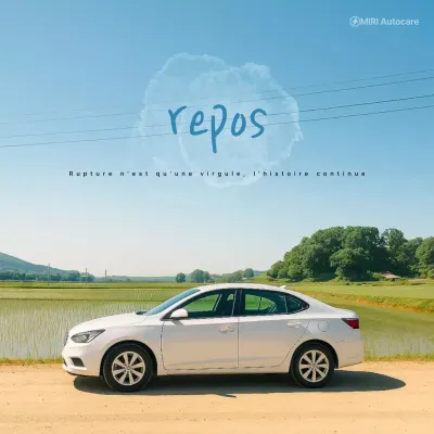 Publicité pour une voiture simple bleu ciel