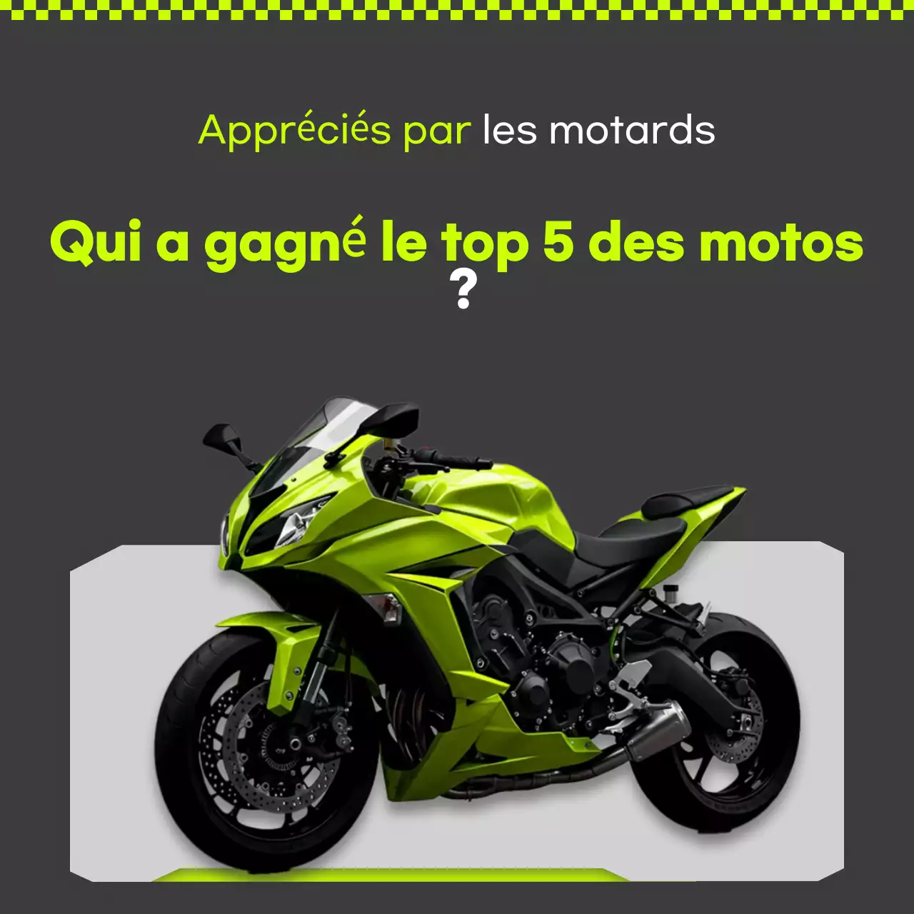 Publicité pour une moto verte et moderne