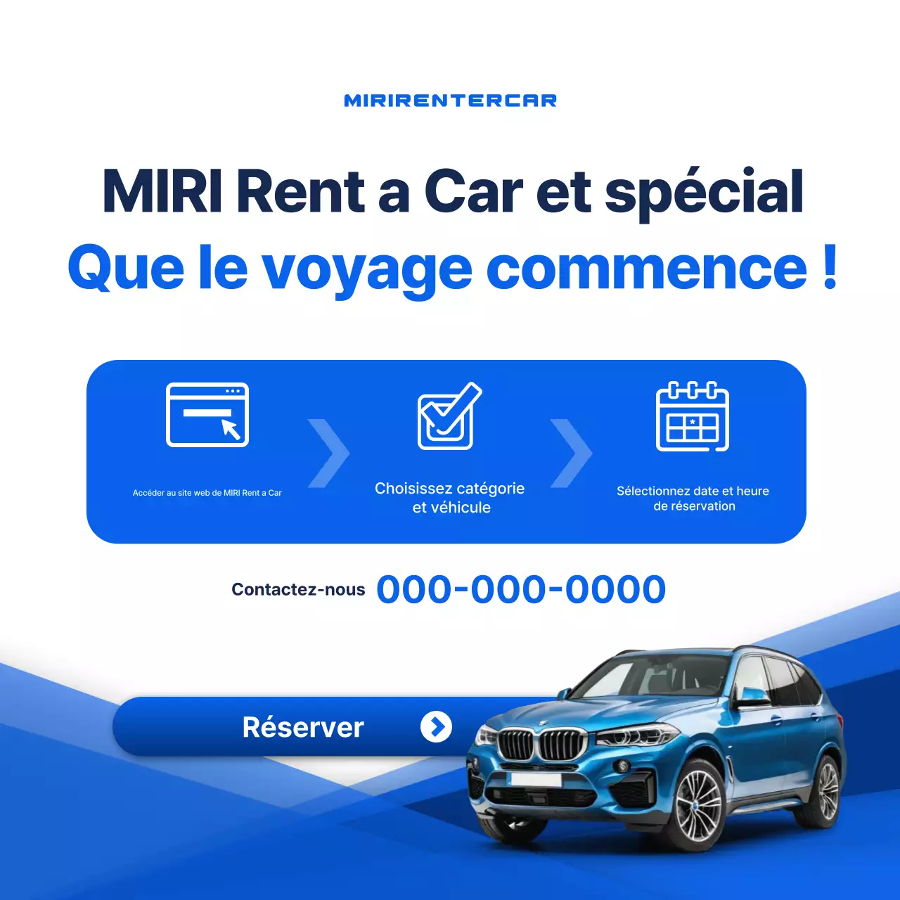 Publicité pour une voiture bleue moderne