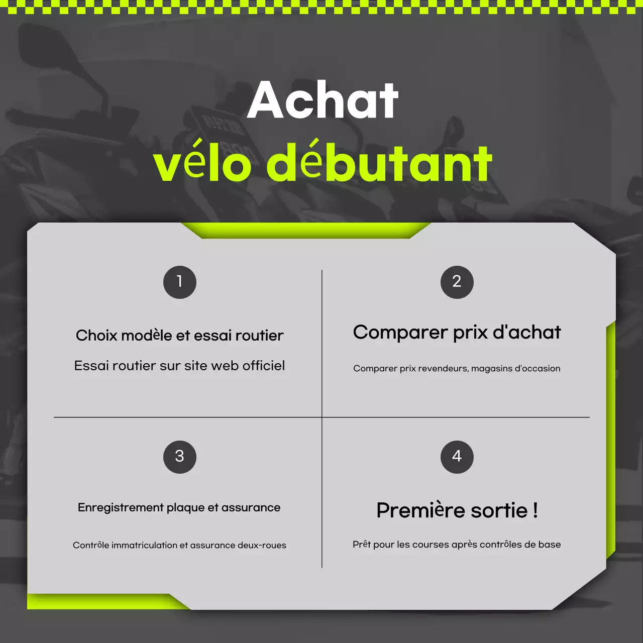 Publicité pour une moto verte et moderne