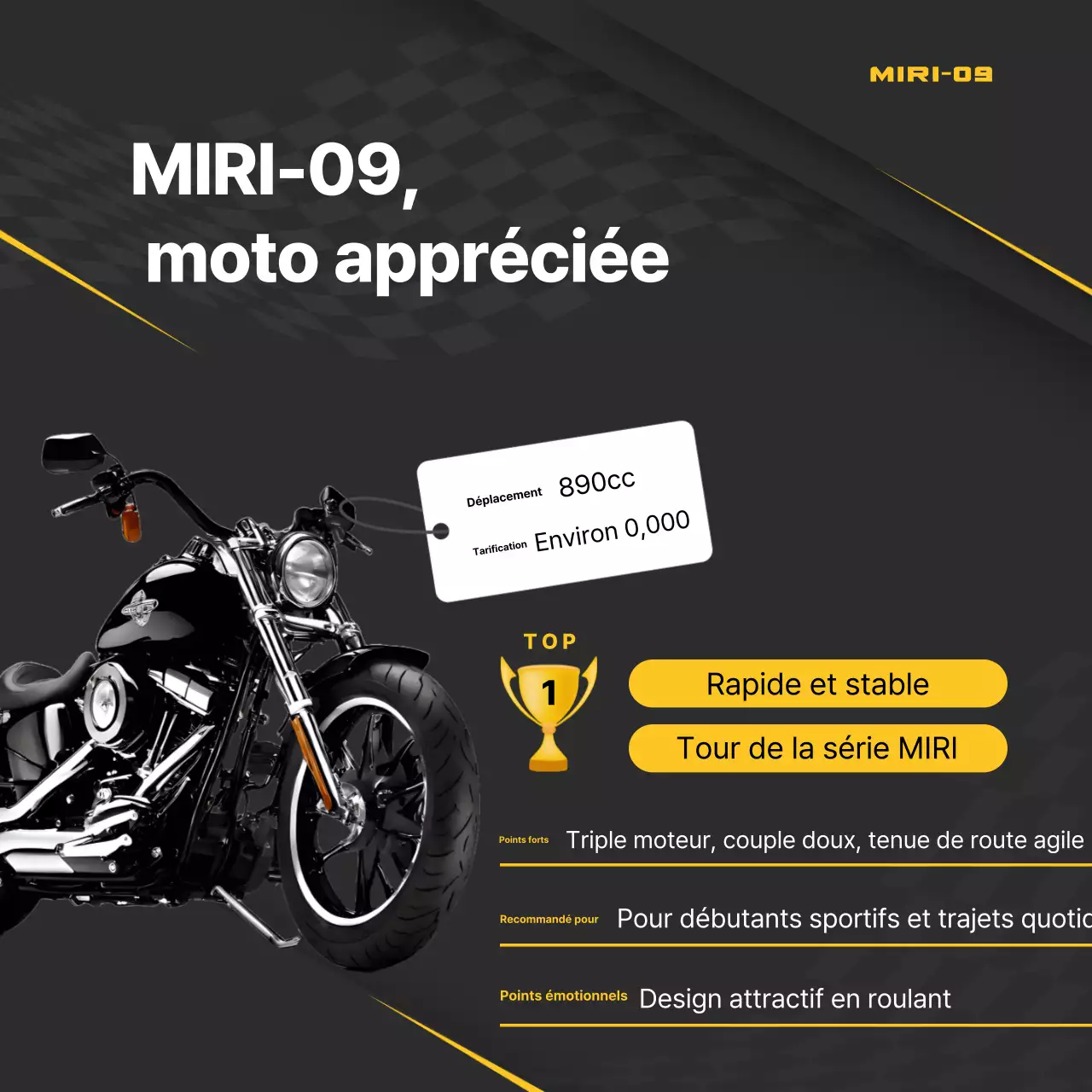 Publicité pour une moto moderne noire