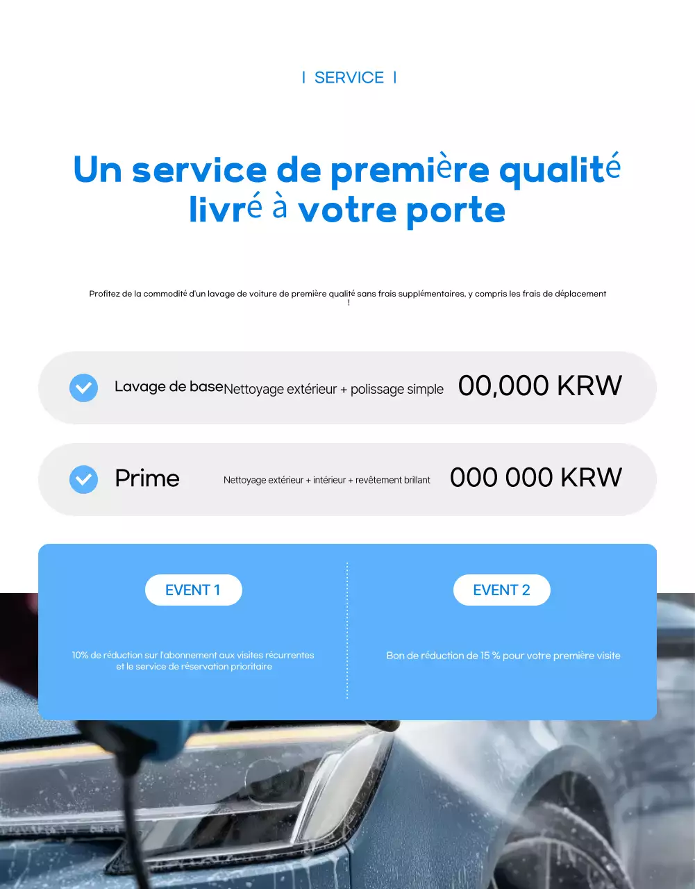 Promotion du service de lavage de voiture Blue Modern