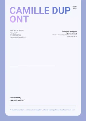 Lettre commerciale moderne violette