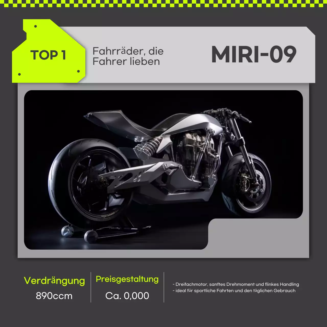 Grüne moderne Motorradwerbung