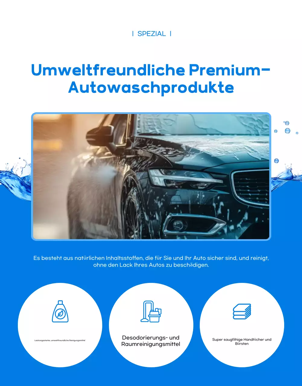 Blaue moderne Autowasch-Service-Aktion