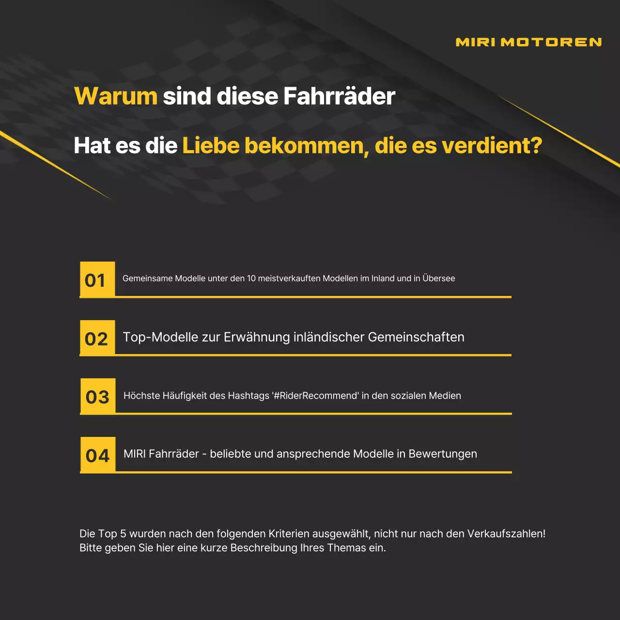 Schwarze moderne Motorradwerbung