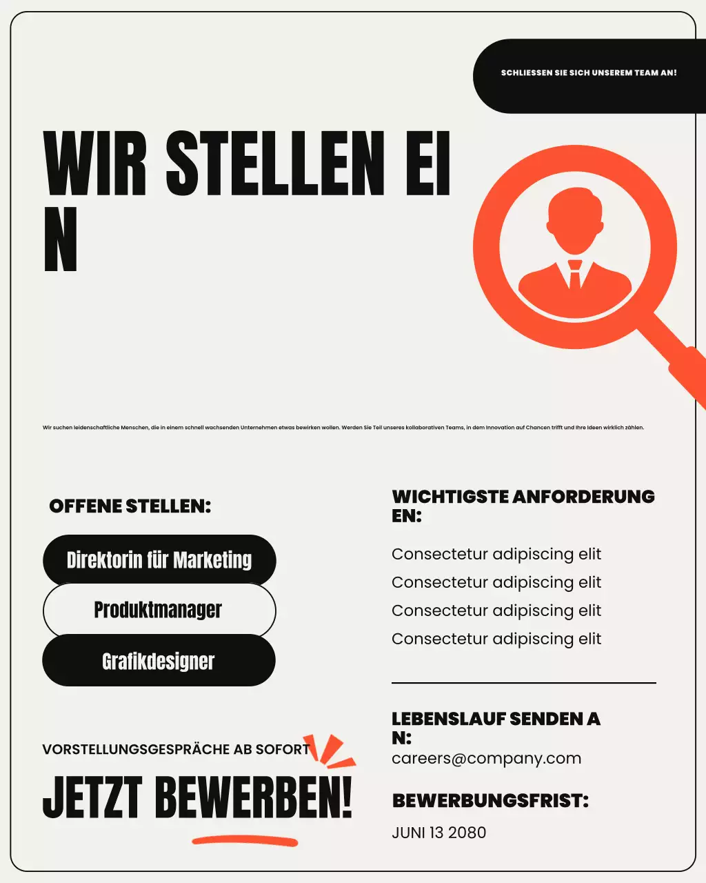 Neutral Orange Modern Recruitment Ankündigung