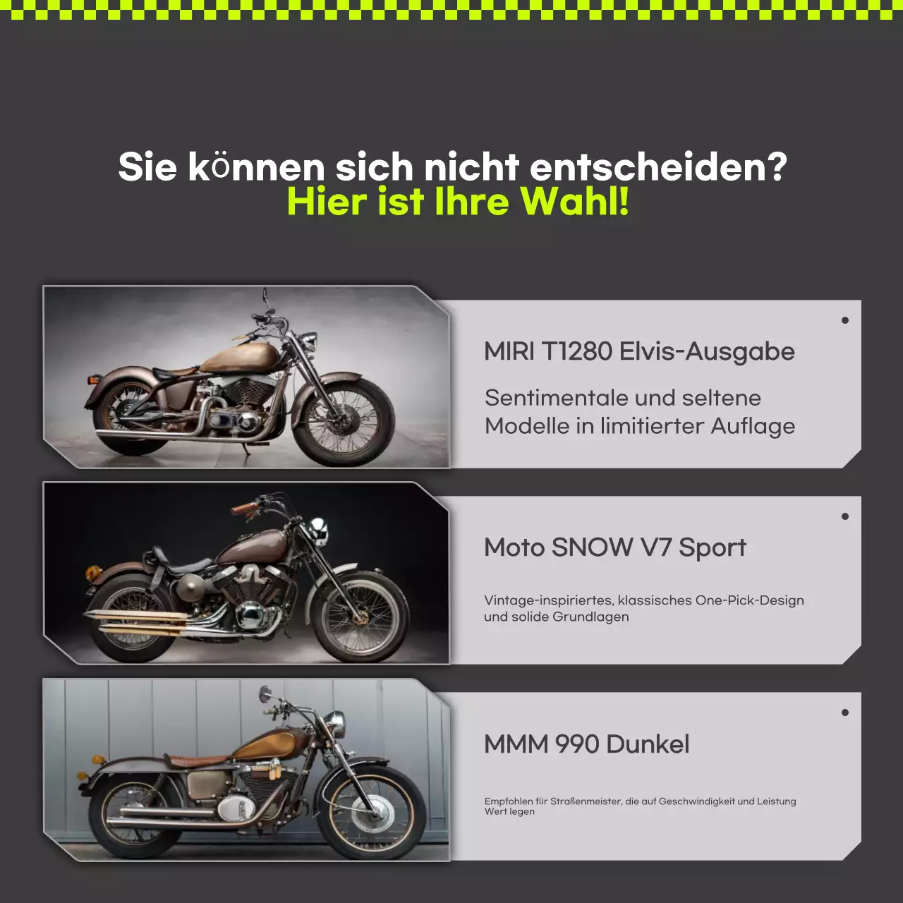 Grüne moderne Motorradwerbung