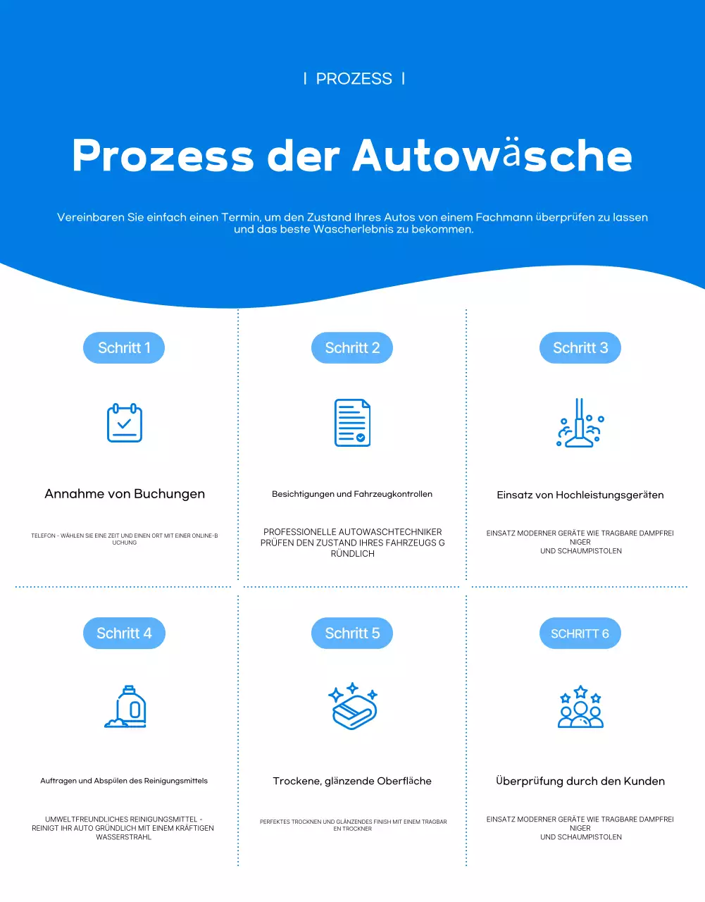 Blaue moderne Autowasch-Service-Aktion