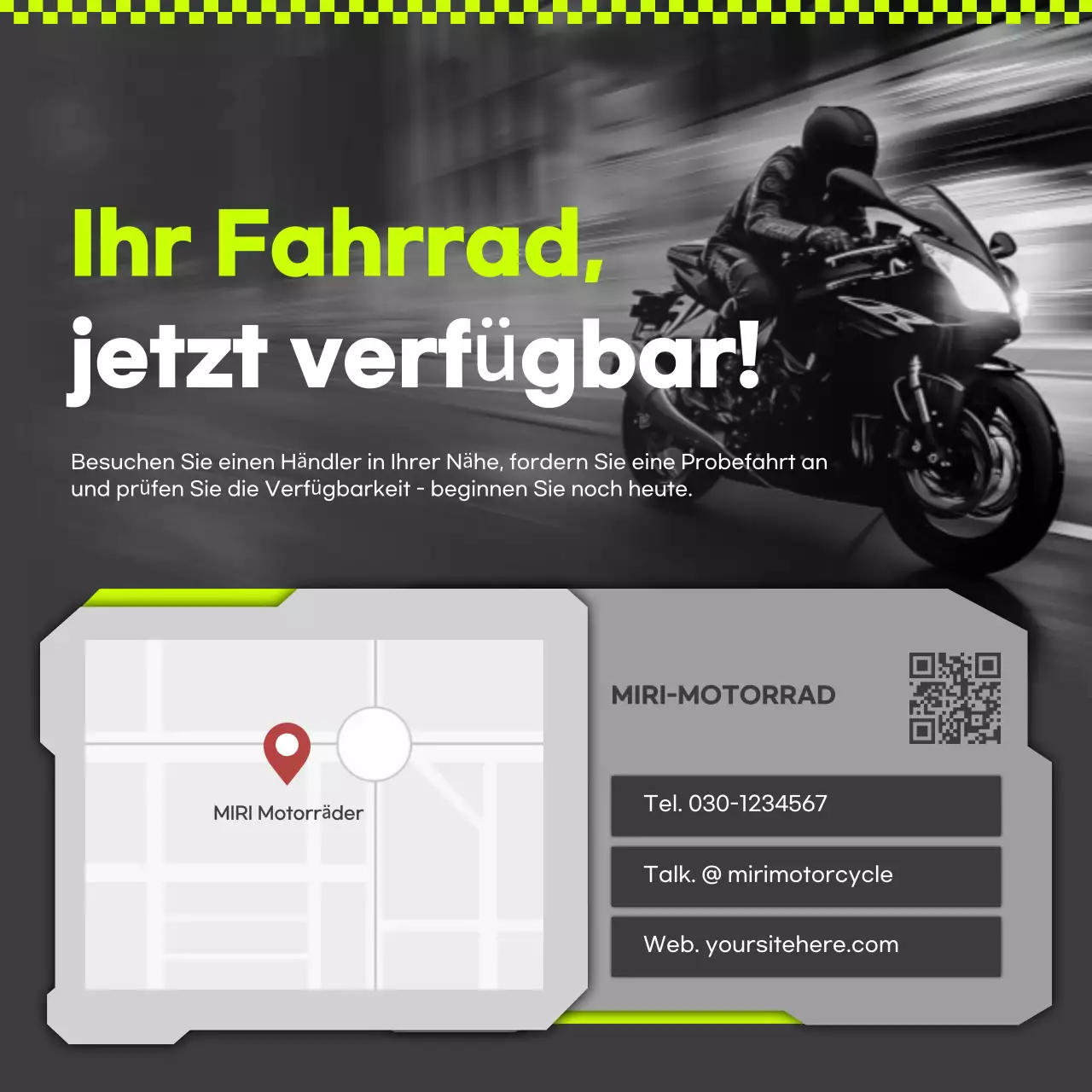 Grüne moderne Motorradwerbung