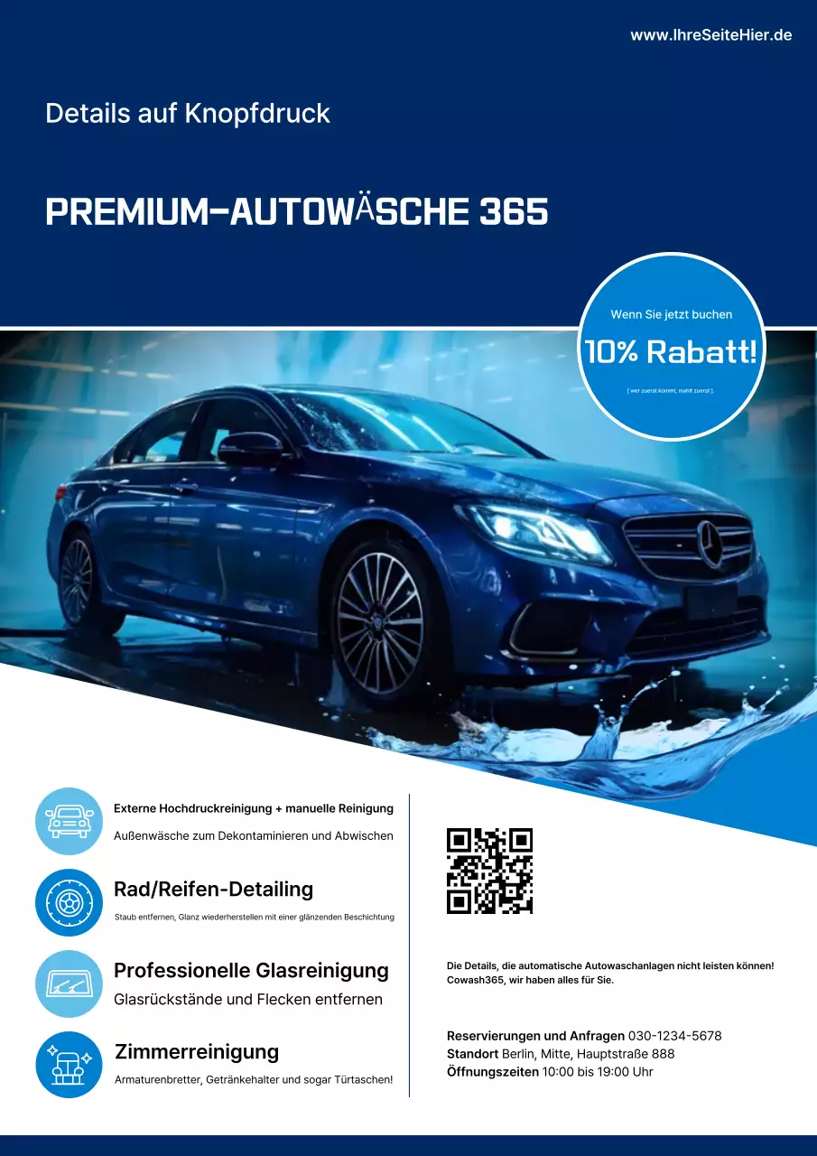 Blaue moderne Autowaschwerbung