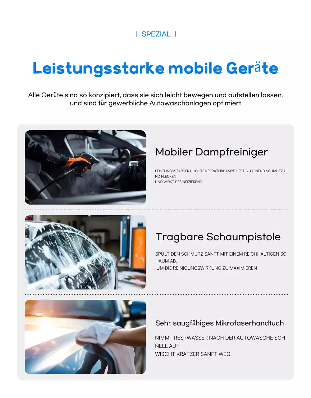 Blaue moderne Autowasch-Service-Aktion