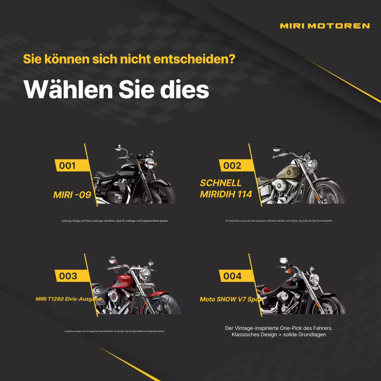 Schwarze moderne Motorradwerbung