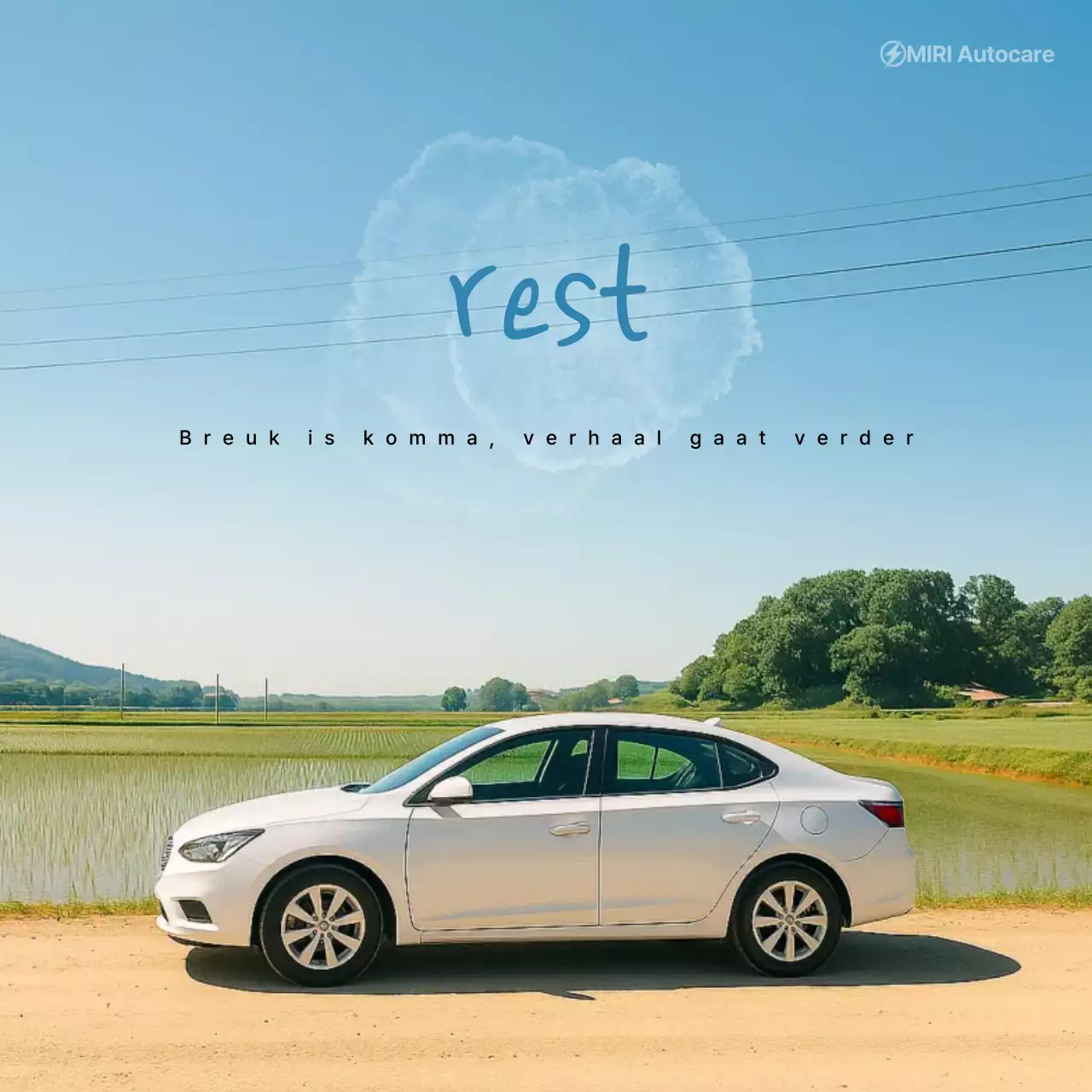 Hemelsblauwe eenvoudige auto-advertentie