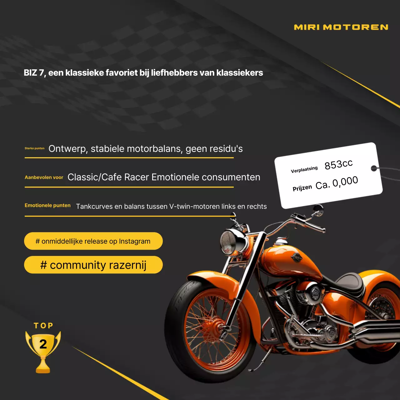 Zwarte moderne motorfietsadvertentie