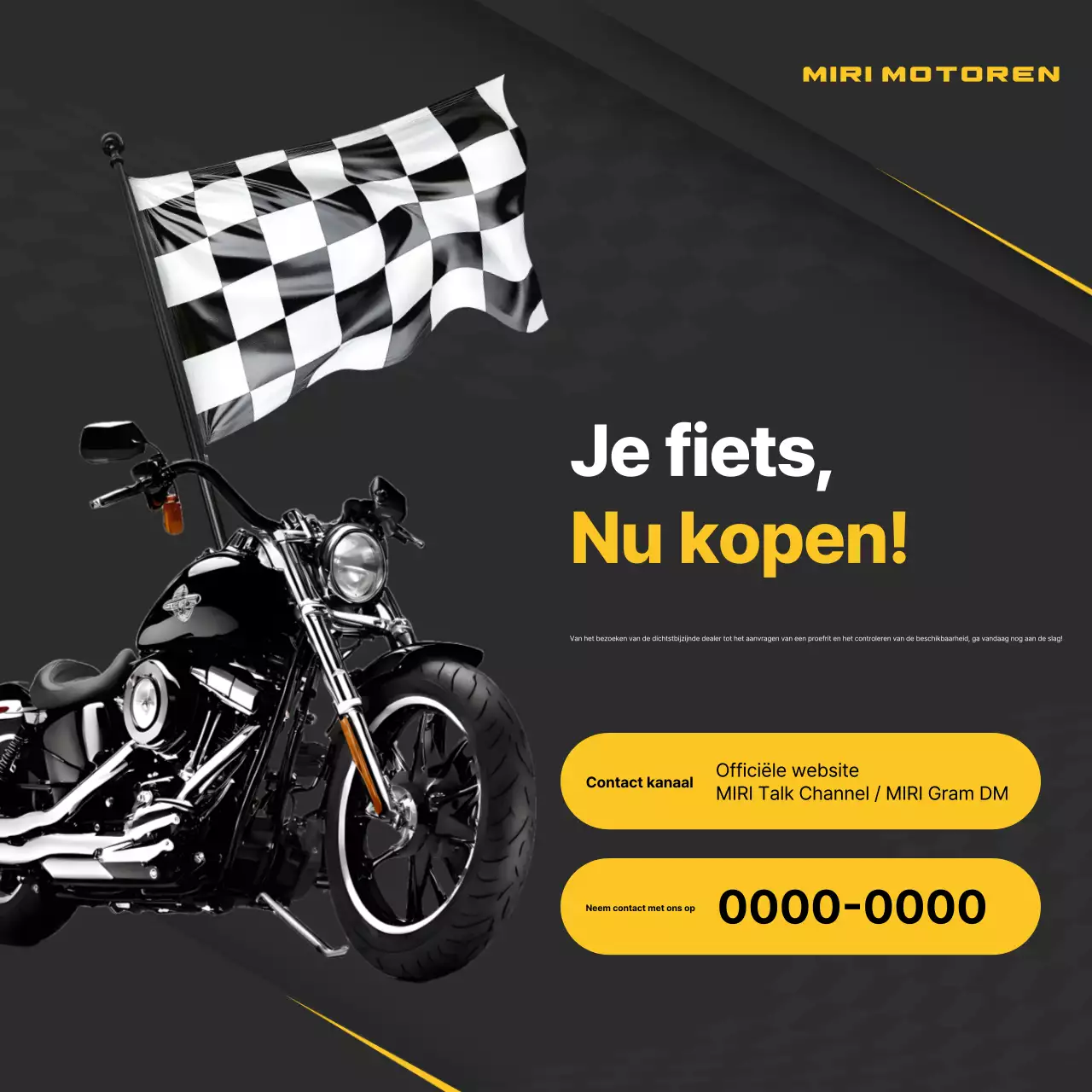 Zwarte moderne motorfietsadvertentie