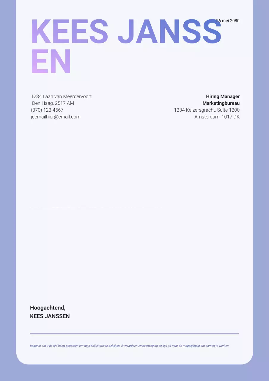 Paarse moderne zakelijke brief