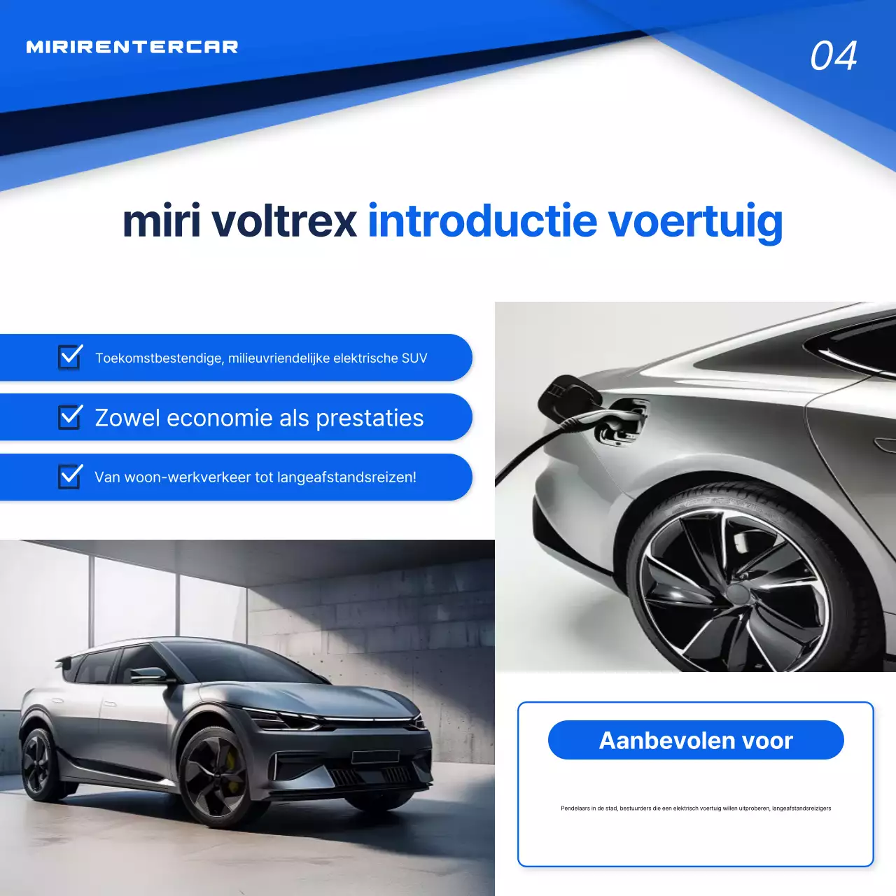 Blauwe moderne auto-advertentie