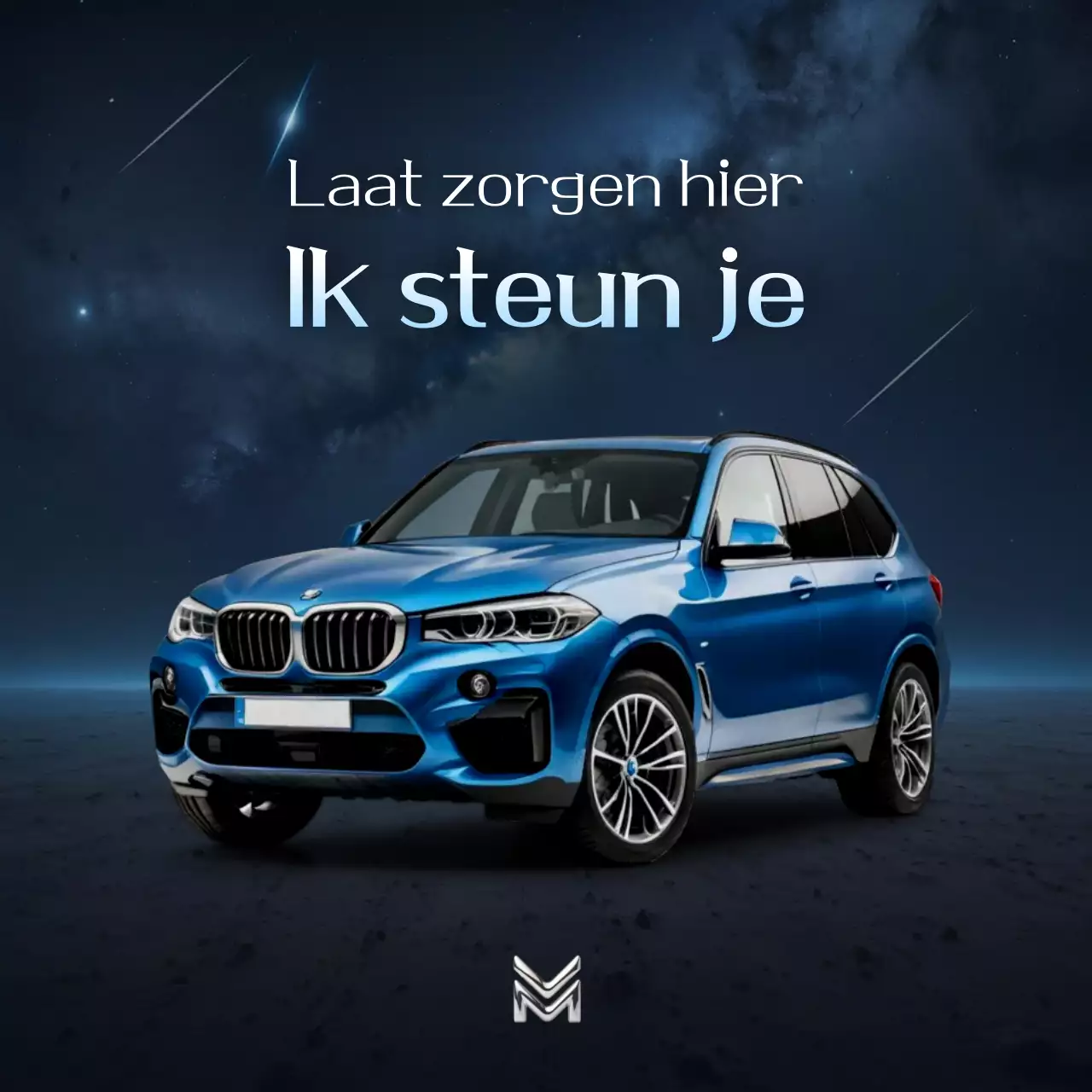 Blauwe moderne auto-advertentie