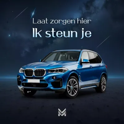 Blauwe moderne auto-advertentie