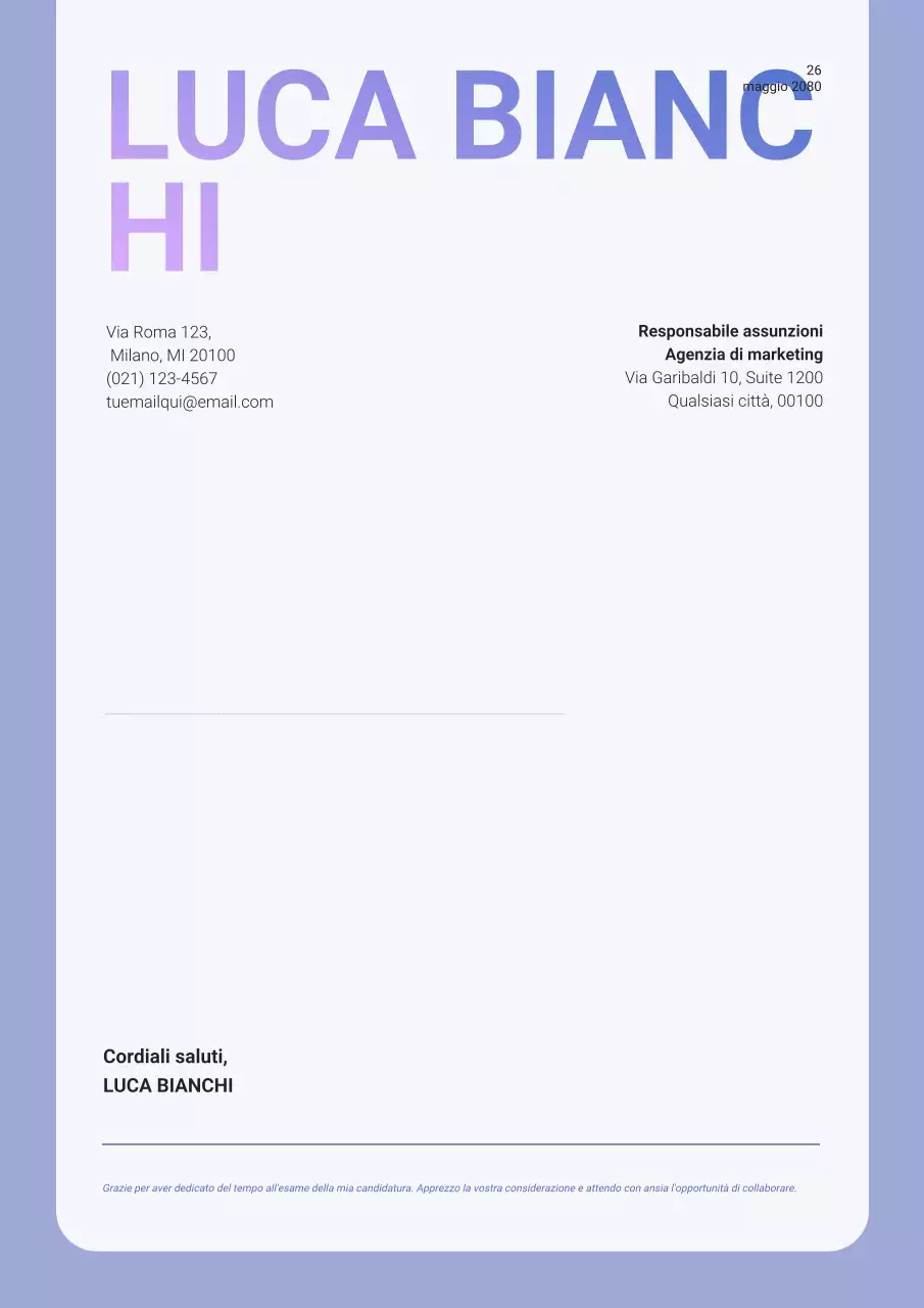 Lettera commerciale moderna viola