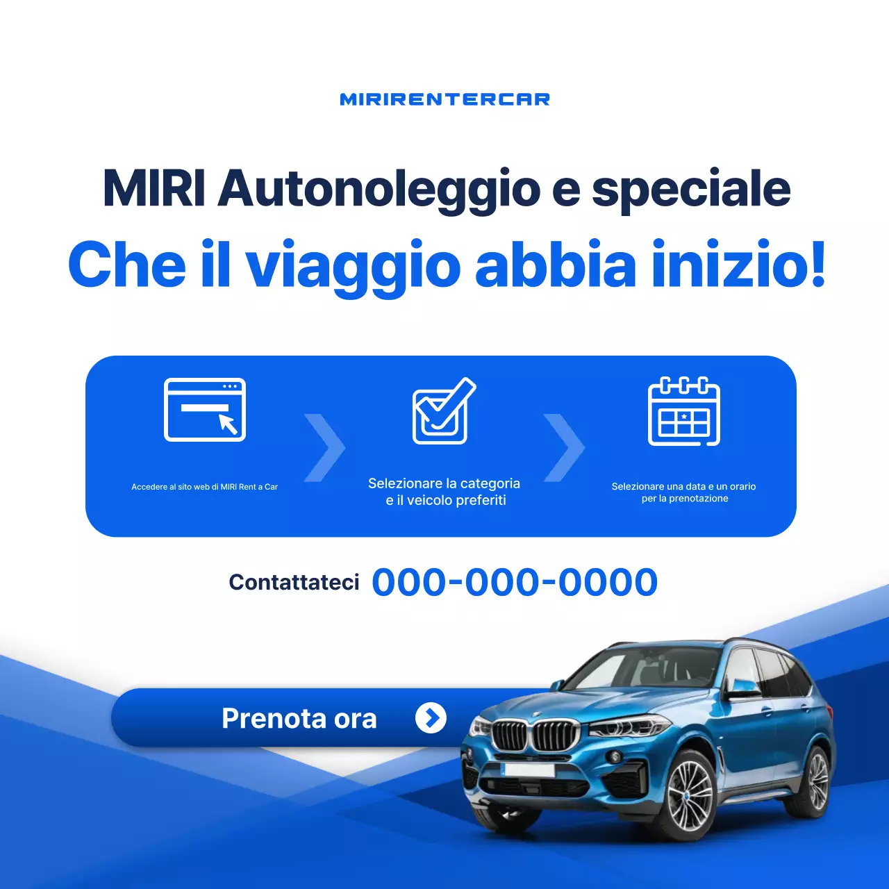 Pubblicità di auto moderna blu