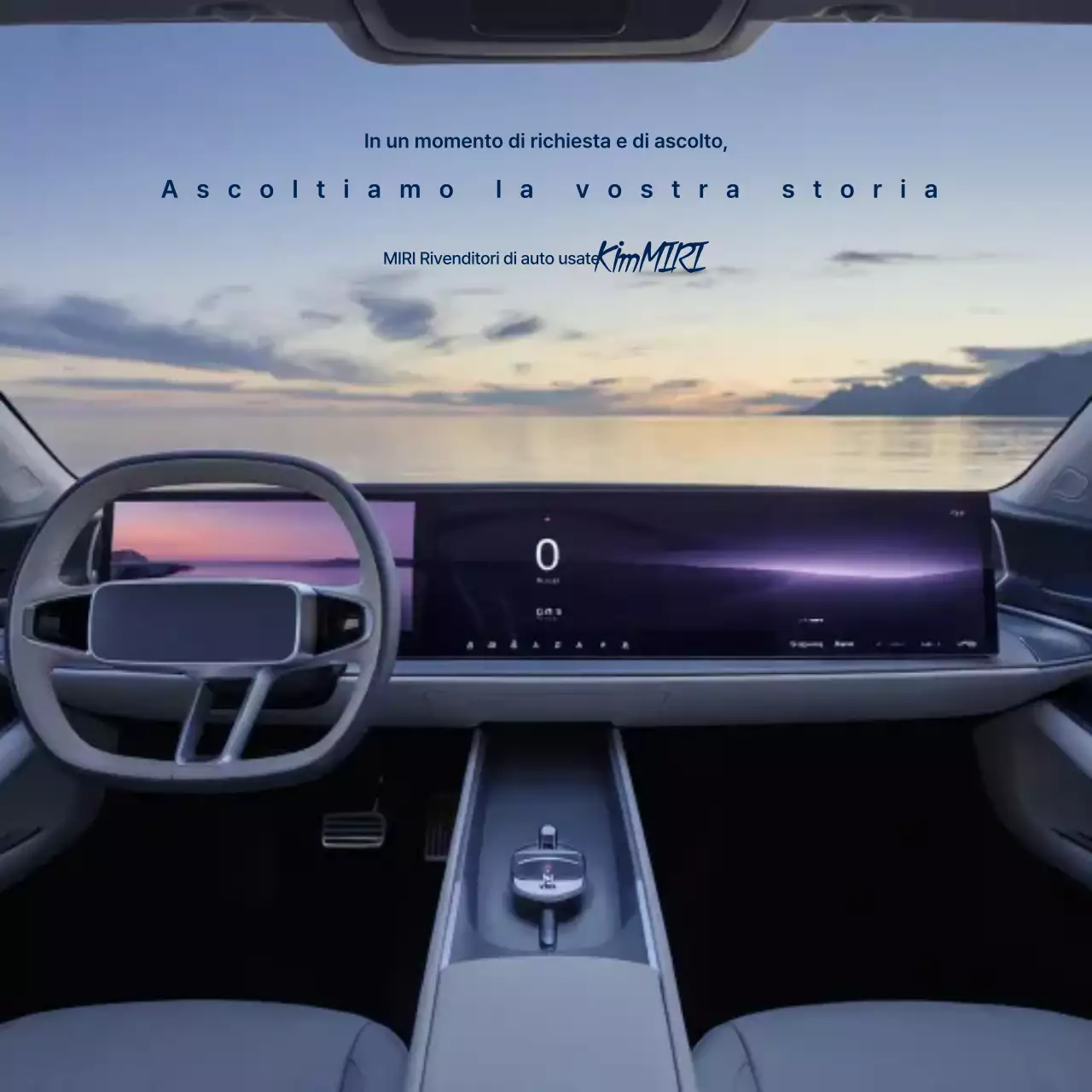 Pubblicità di auto moderna blu