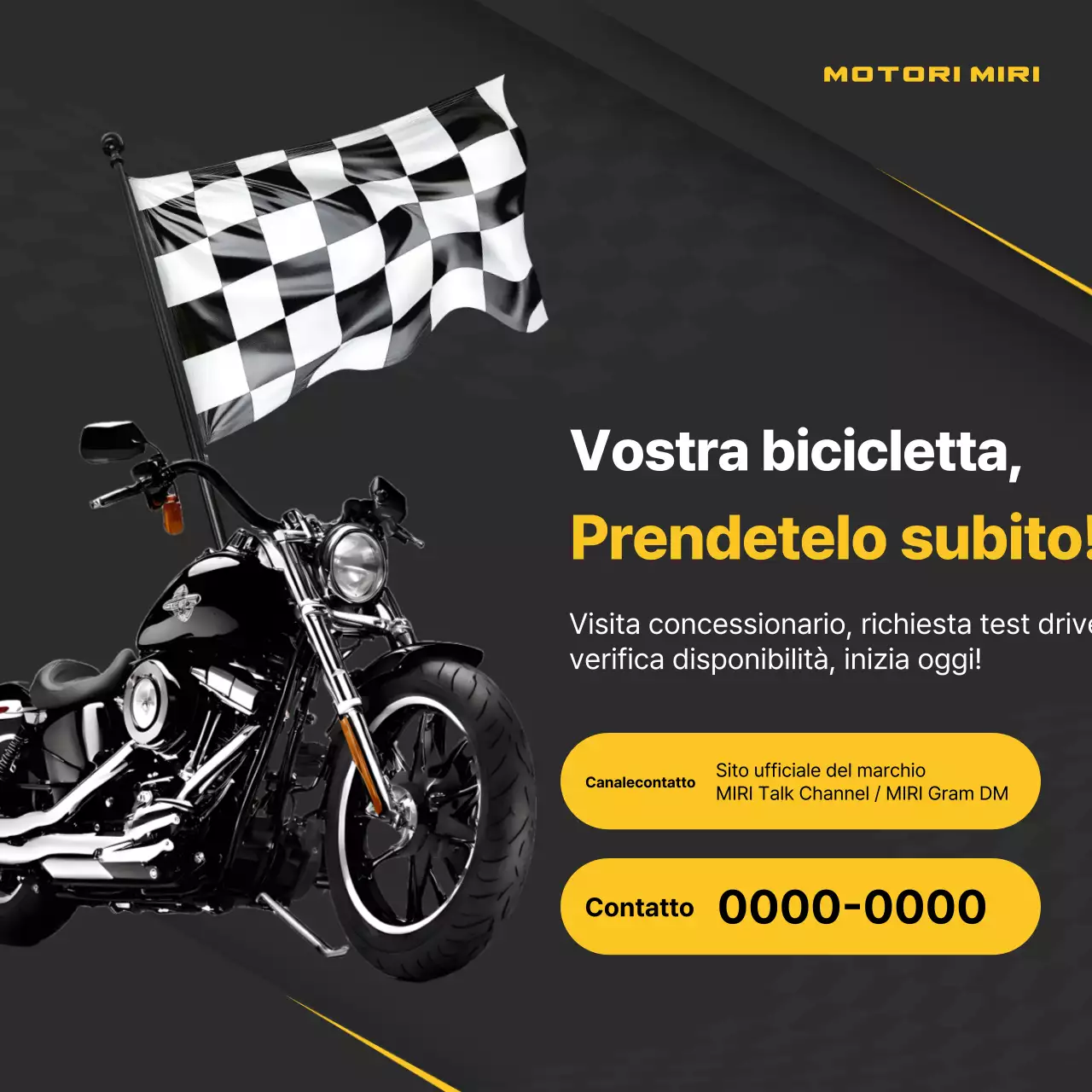 Pubblicità di motocicletta moderna nera