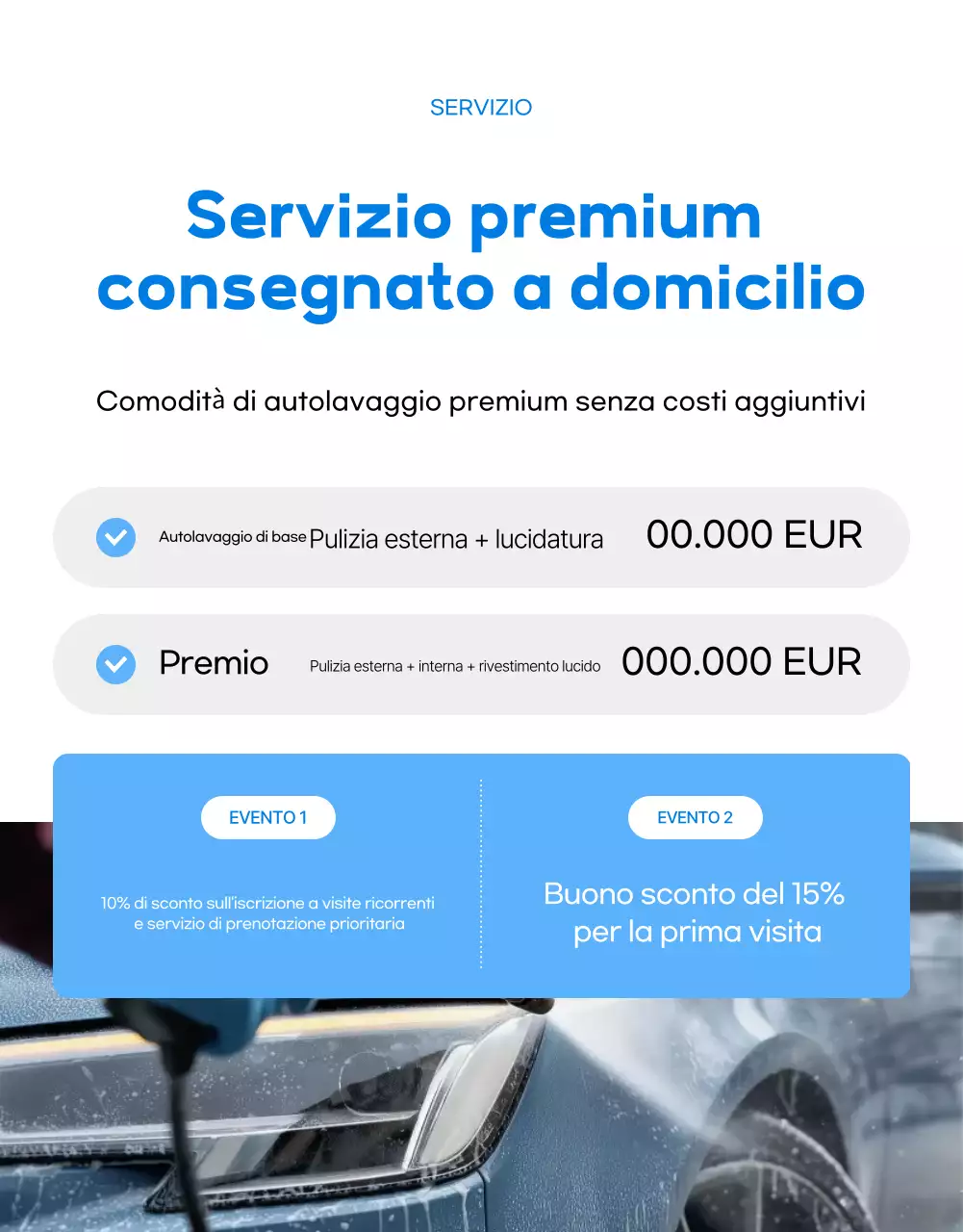 Promozione del servizio di autolavaggio Blue Modern