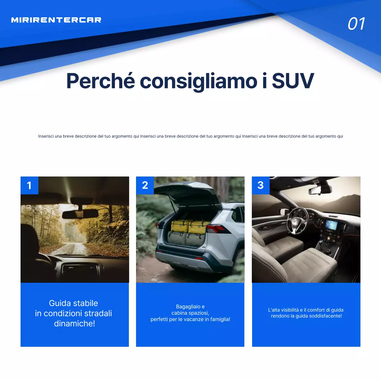 Pubblicità di auto moderna blu