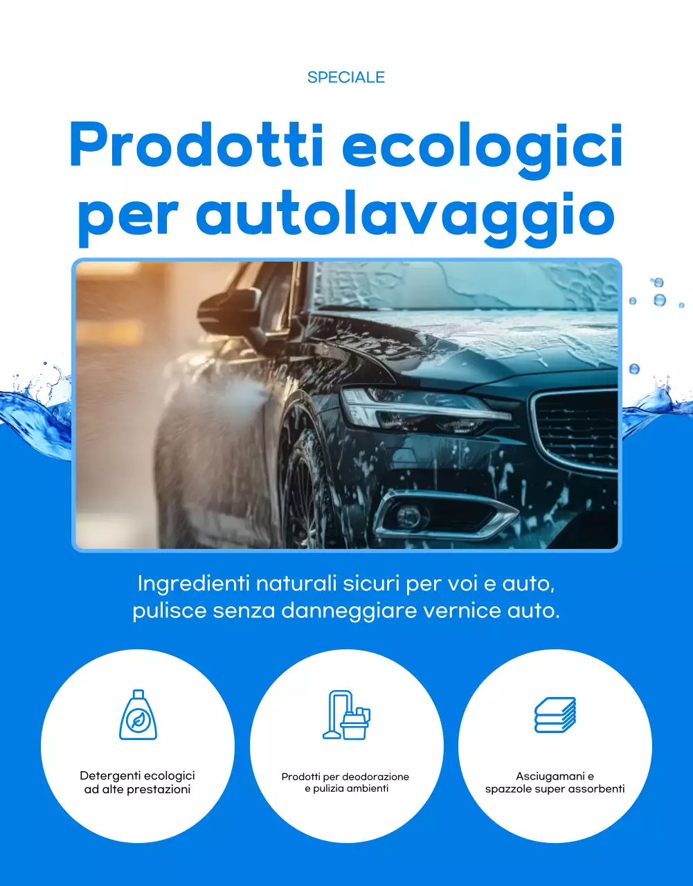 Promozione del servizio di autolavaggio Blue Modern